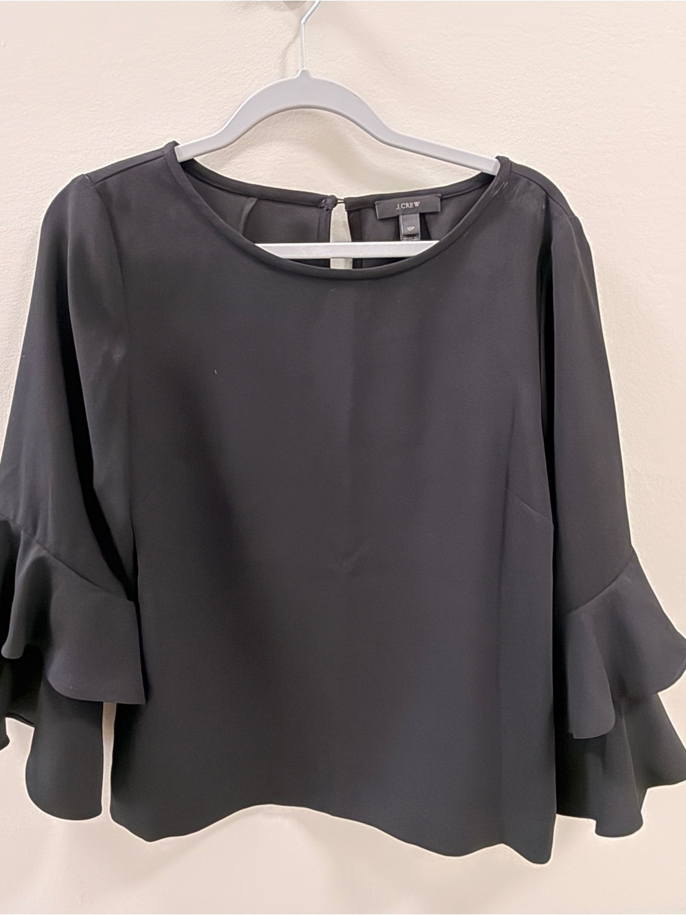 J. Crew Black Ruffle-Sleeve Blouse